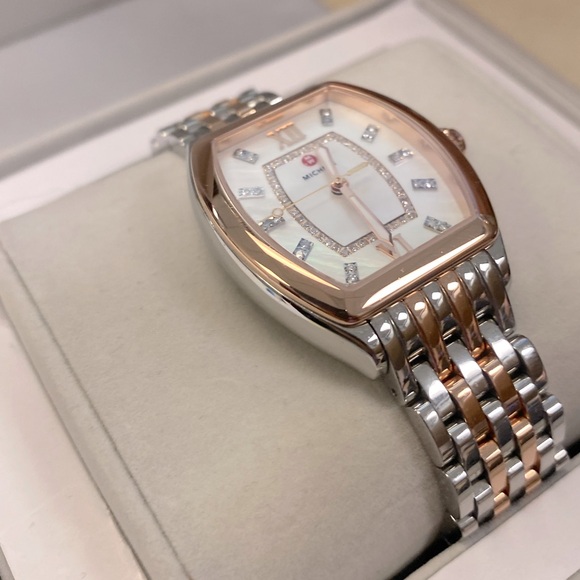 Michele ~ RELEVE MOP Diamond Dial Rose Gold/Two-Tone Stainless-Steel Watch - Picture 9 of 16